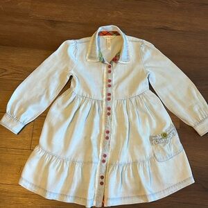 Matilda Jane Pale Blue Button-Front Girls' Dress with Pink Buttons